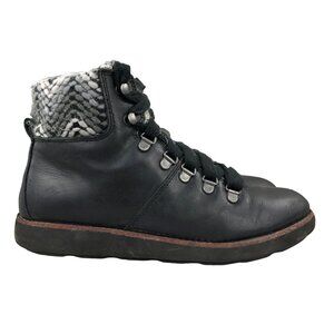 Bionica Women's Size 8.5M Hiko Black Leather Knit Lace-Up Combat Boots FAIR